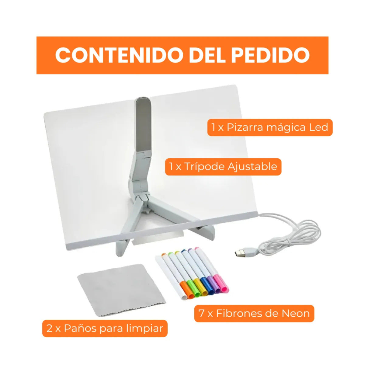 Pizarra Mágica LED Acrílica con 7 Marcadores