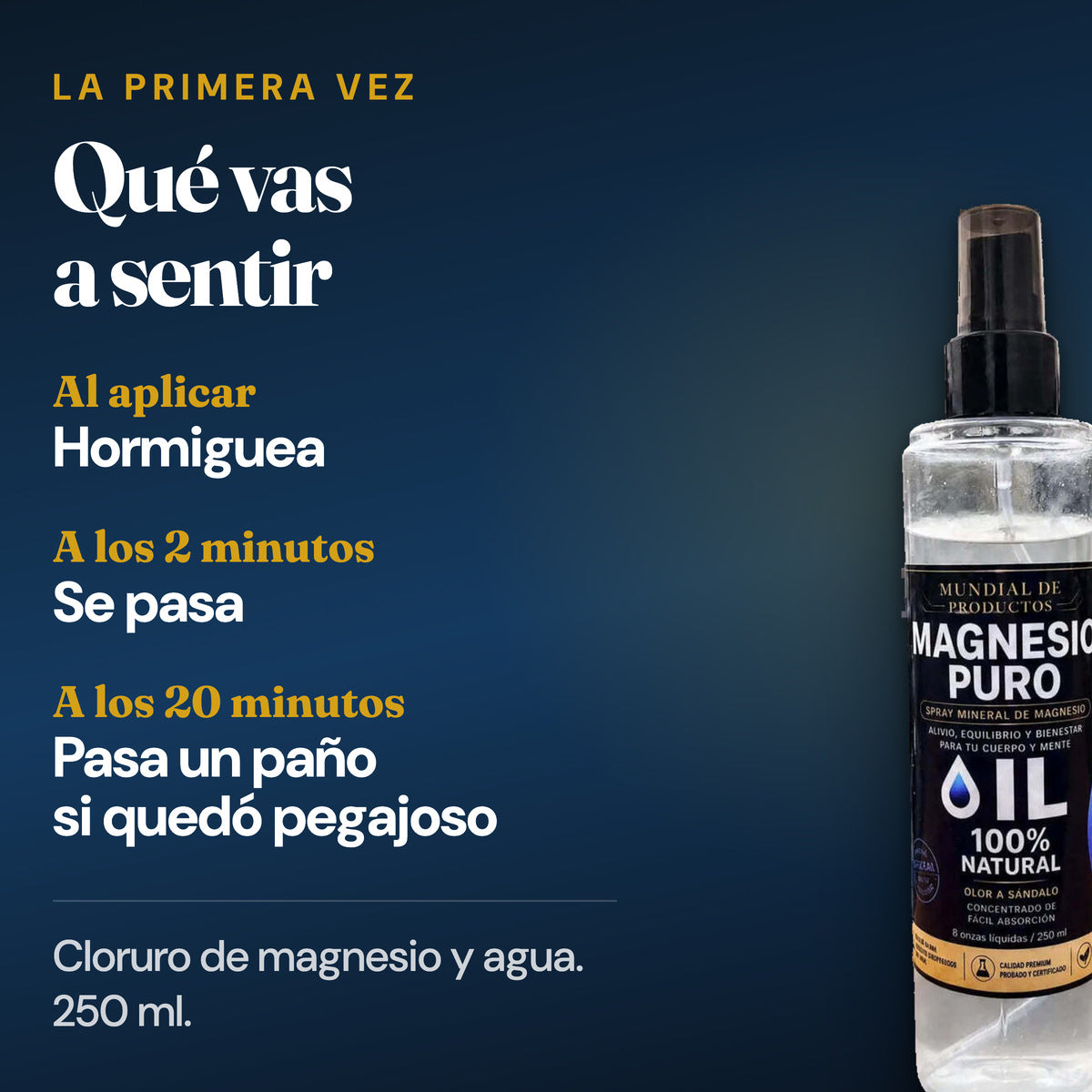 Spray de Magnesio Puro · Alivio Muscular y Descanso (250 ml)